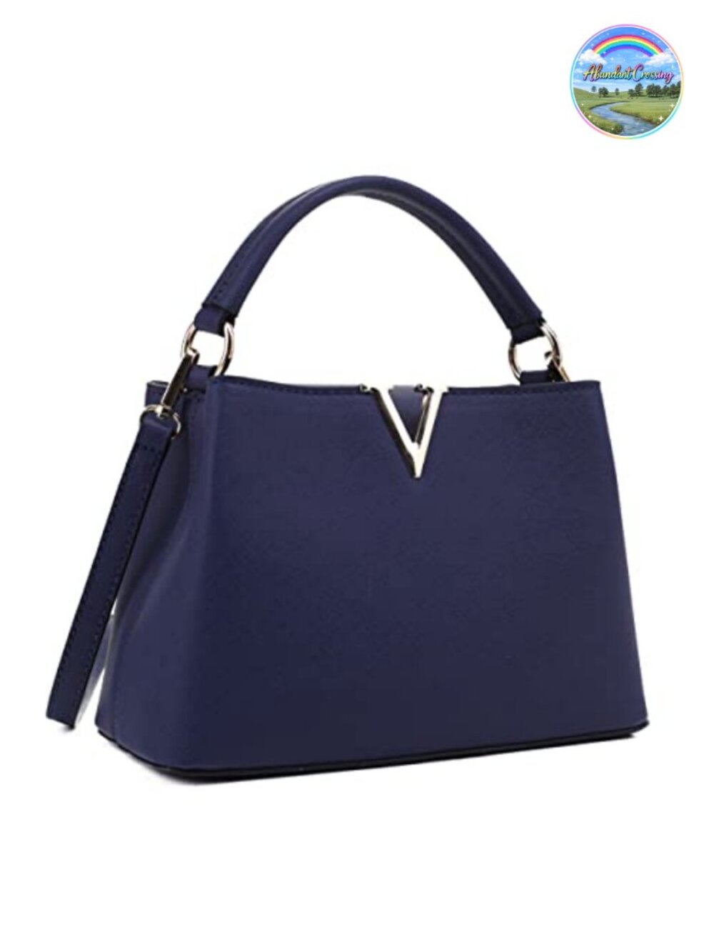 Faux Saffiano Leather Satchel with Shoulder Strap Top Handle Crossbody